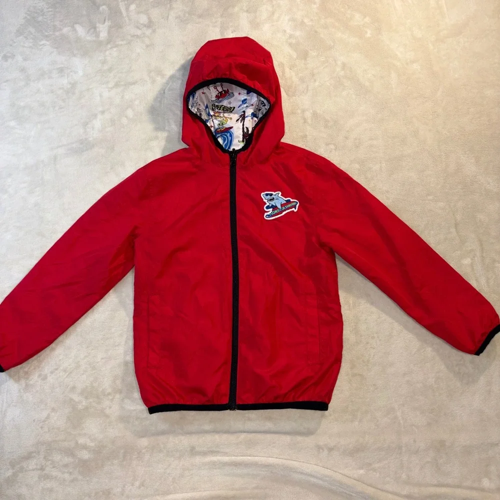 365 Kids Garanimals Reversible Monster Surf Windbreaker Jacket Red White Size 7